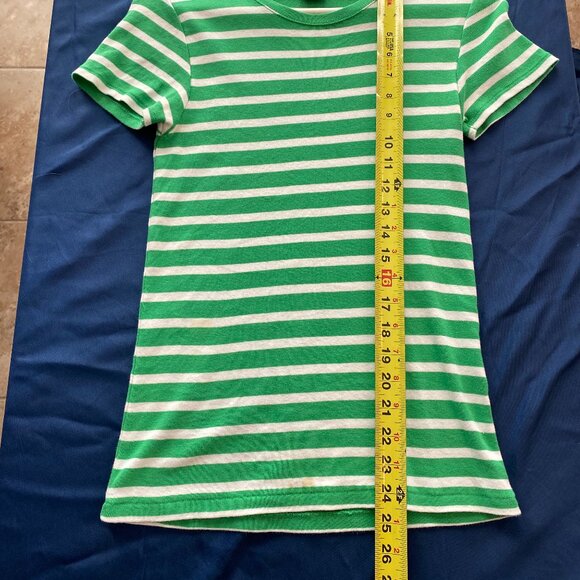 Ralph Lauren Sport Shirt Womens M Green White Striped U Neck Shirt Sleeve Pony * - Picture 4 of 4